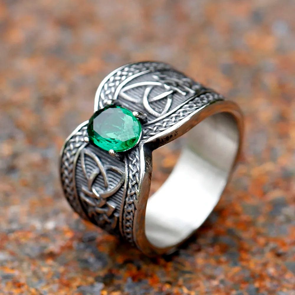 Bague Celtique Pierre Verte