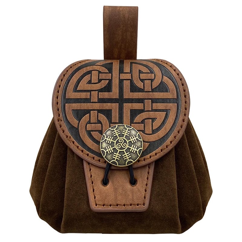 Bourse Runes Viking Nœud celtique / Marron