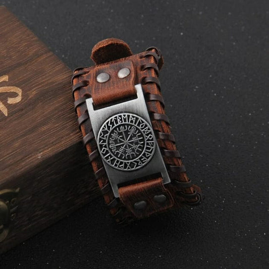 Bracelet Cuir Homme Viking Marron