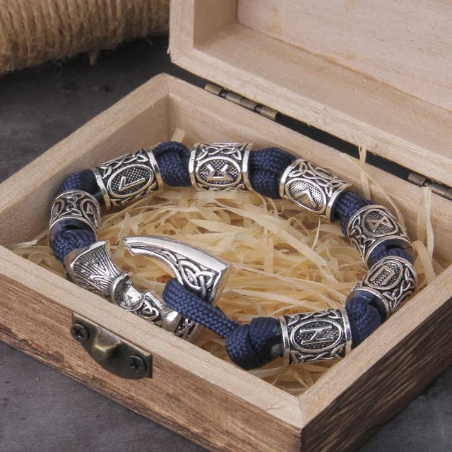 Bracelet Hache Viking Bleu / 19 cm