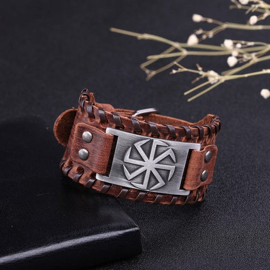 Bracelet Viking en Cuir Kolovrat