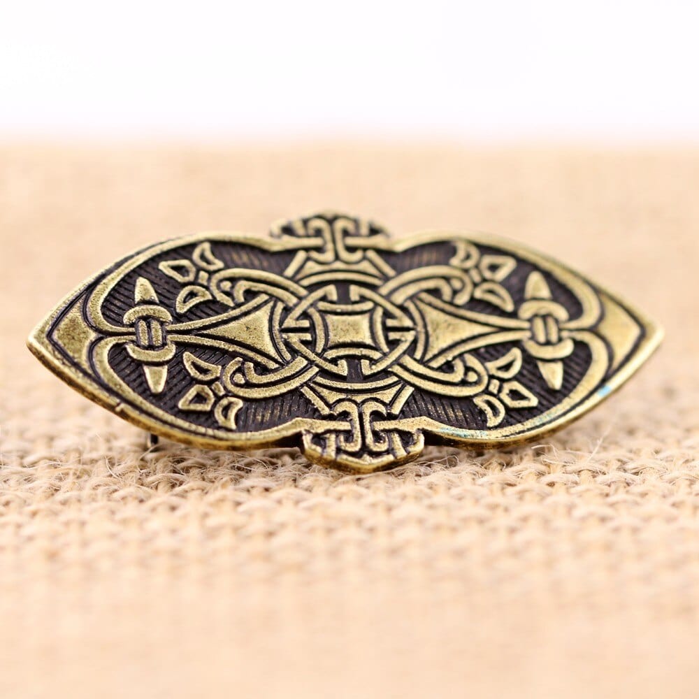 Broche Viking à Motifs Scandinaves Or