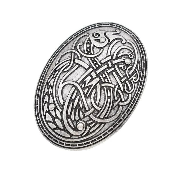 Broche Viking - Totem de Loup Argent