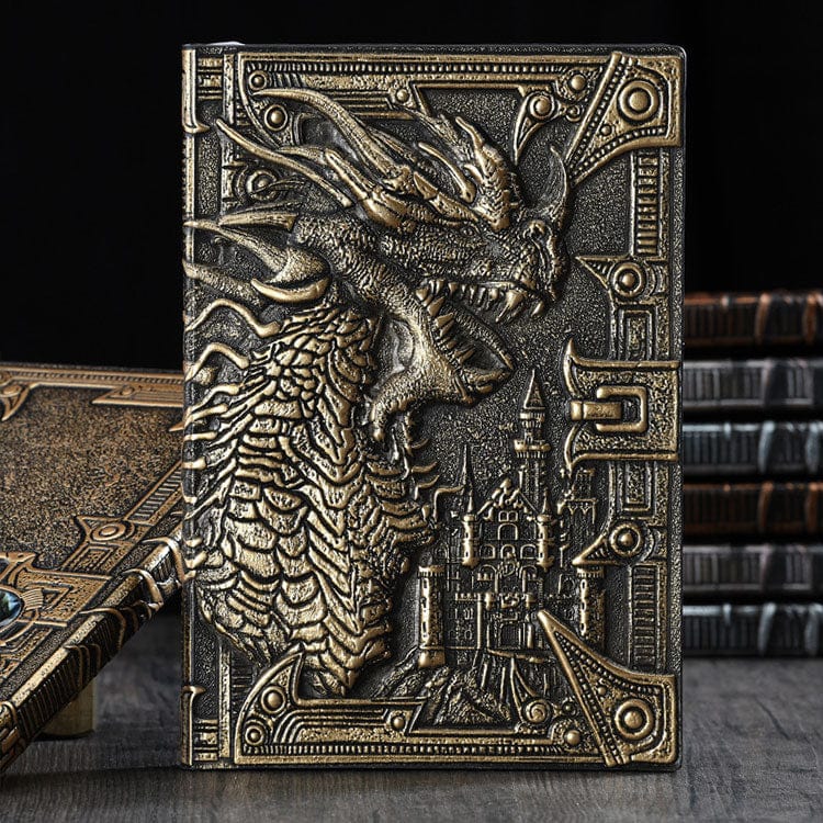 Carnet Dragon en Relief Or