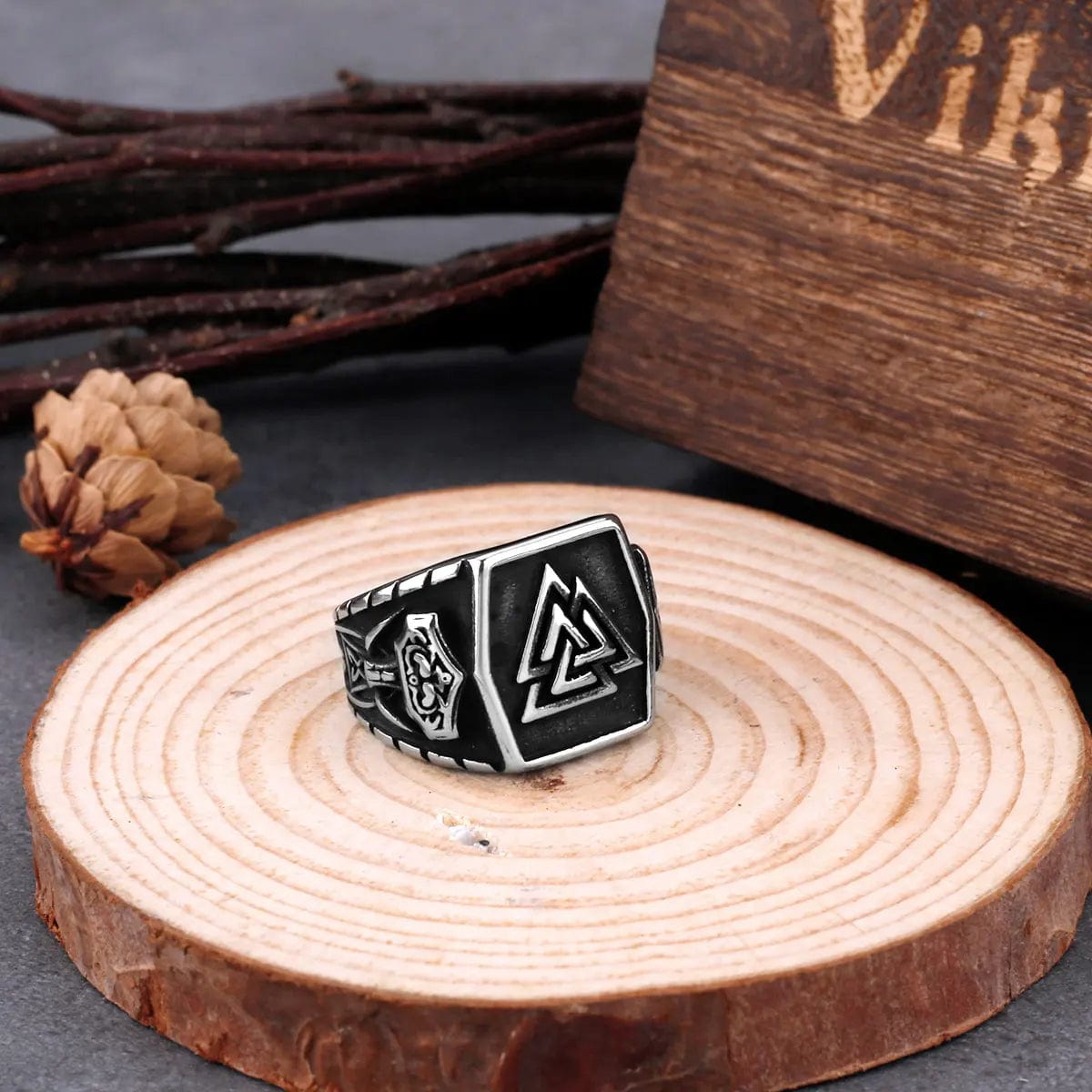 Chevalière Valknut Noir