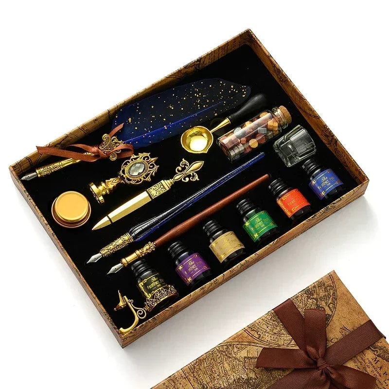 Coffret Cire à Cacheter & Calligraphie Bleu