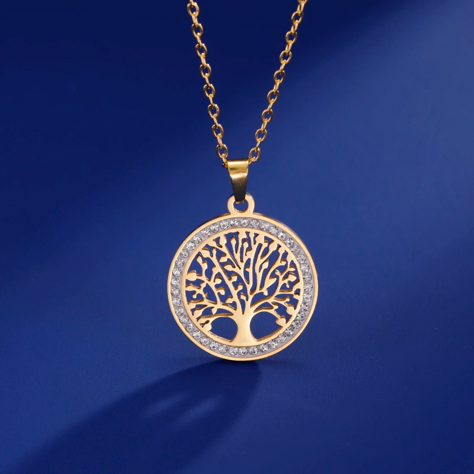 Collier arbre de vie Doré & Zircon