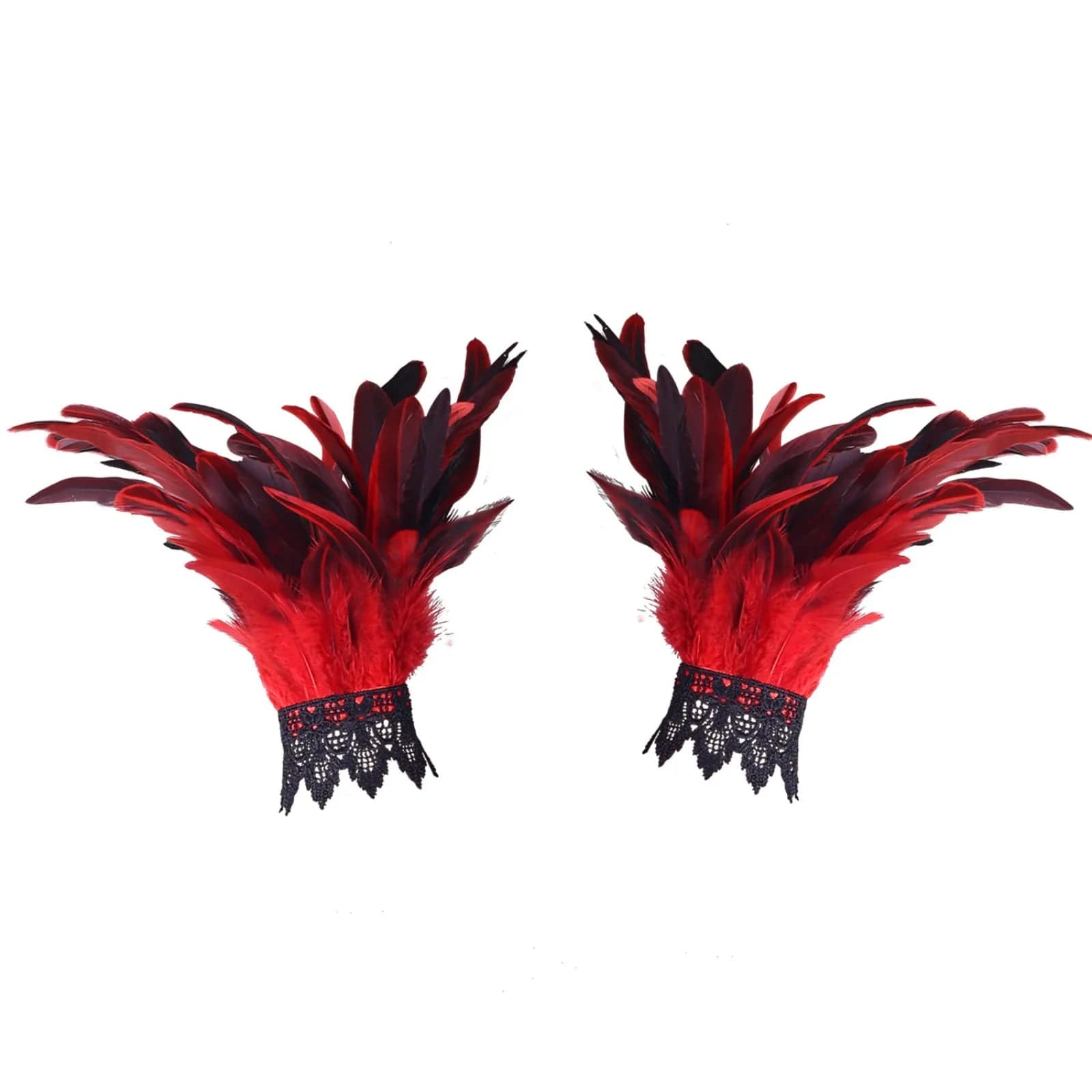 Manchette de poignet en plumes noires Rouge / Taille unique