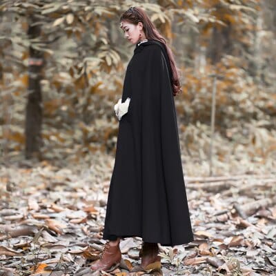 Manteau Long à Capuche Noir