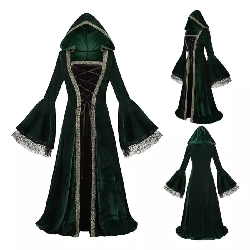 Robe Médiévale Noire Vert / S